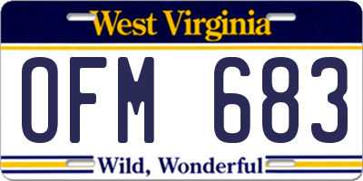 WV license plate OFM683