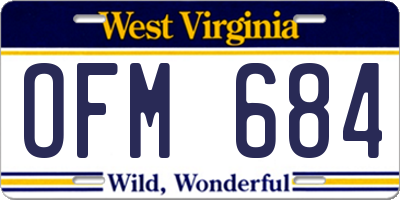 WV license plate OFM684