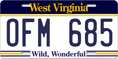 WV license plate OFM685