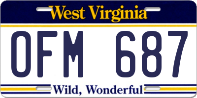 WV license plate OFM687
