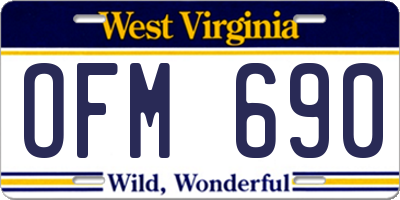 WV license plate OFM690