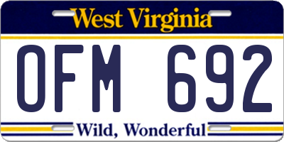 WV license plate OFM692