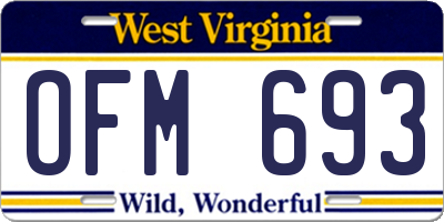 WV license plate OFM693