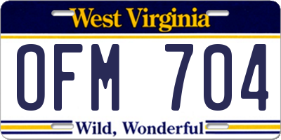 WV license plate OFM704