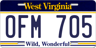 WV license plate OFM705