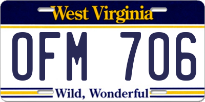 WV license plate OFM706