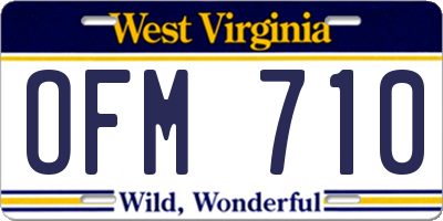 WV license plate OFM710
