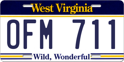 WV license plate OFM711