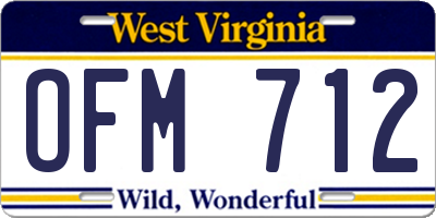 WV license plate OFM712