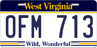 WV license plate OFM713
