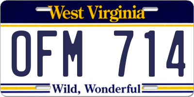 WV license plate OFM714