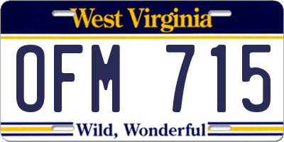 WV license plate OFM715