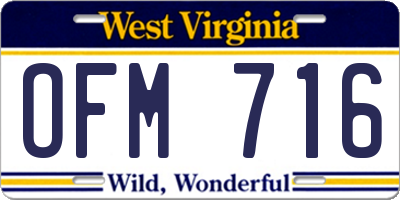 WV license plate OFM716