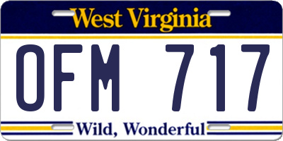 WV license plate OFM717