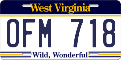 WV license plate OFM718