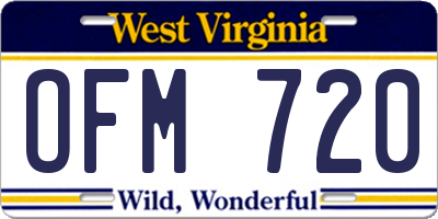 WV license plate OFM720