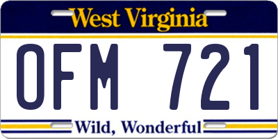 WV license plate OFM721