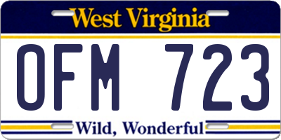 WV license plate OFM723
