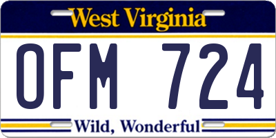WV license plate OFM724
