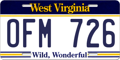 WV license plate OFM726