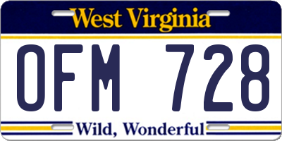 WV license plate OFM728