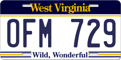 WV license plate OFM729