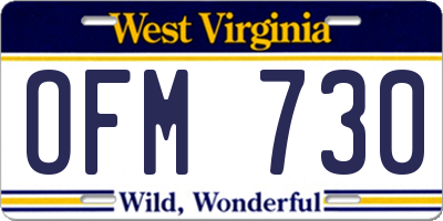 WV license plate OFM730