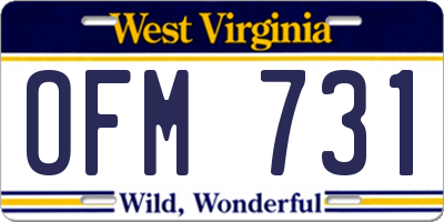 WV license plate OFM731