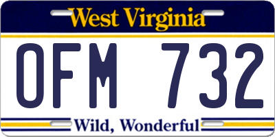 WV license plate OFM732
