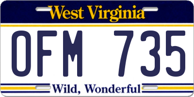 WV license plate OFM735