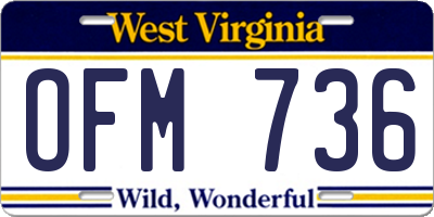 WV license plate OFM736