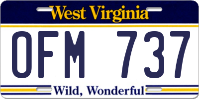 WV license plate OFM737