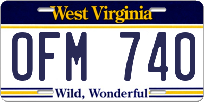 WV license plate OFM740