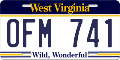 WV license plate OFM741