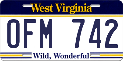 WV license plate OFM742