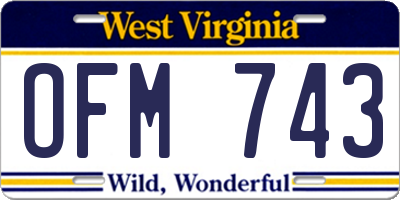 WV license plate OFM743