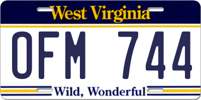 WV license plate OFM744