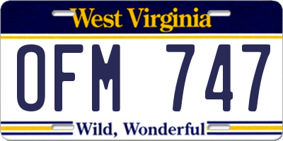 WV license plate OFM747