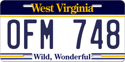 WV license plate OFM748