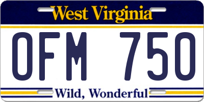 WV license plate OFM750