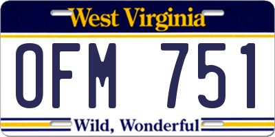 WV license plate OFM751