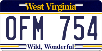 WV license plate OFM754