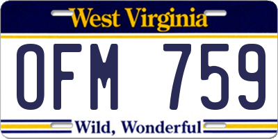 WV license plate OFM759