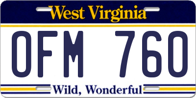 WV license plate OFM760