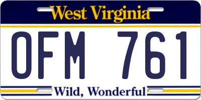 WV license plate OFM761