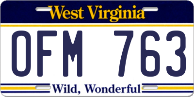 WV license plate OFM763