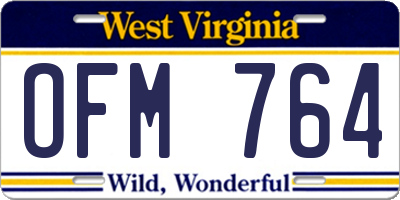 WV license plate OFM764