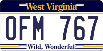 WV license plate OFM767