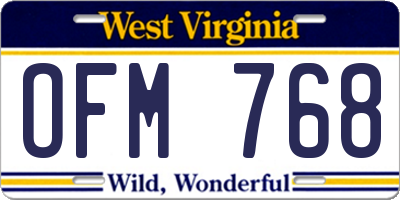 WV license plate OFM768