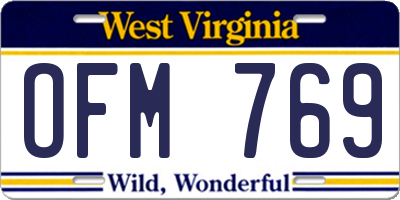 WV license plate OFM769